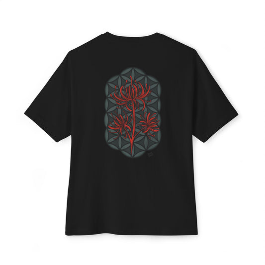 Sacred Bloom - Unisex Oversized Boxy Tee - Black